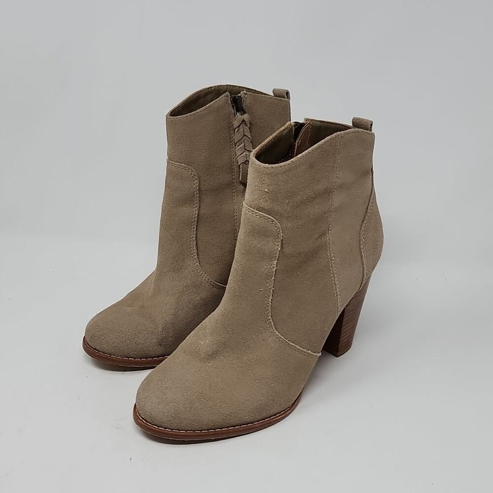 Joie Dalton Suede Stacked Heel Round toe Zip Side Booties Size 38